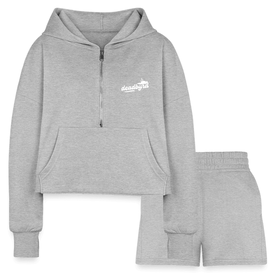 Deadbyrd Recycled Polyester Women’s Cropped Hoodie & Jogger Shorts Set - heather gray