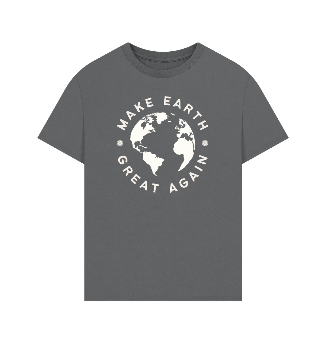 Slate Grey Make Earth Great Again Oversized Organic Cotton T-Shirt