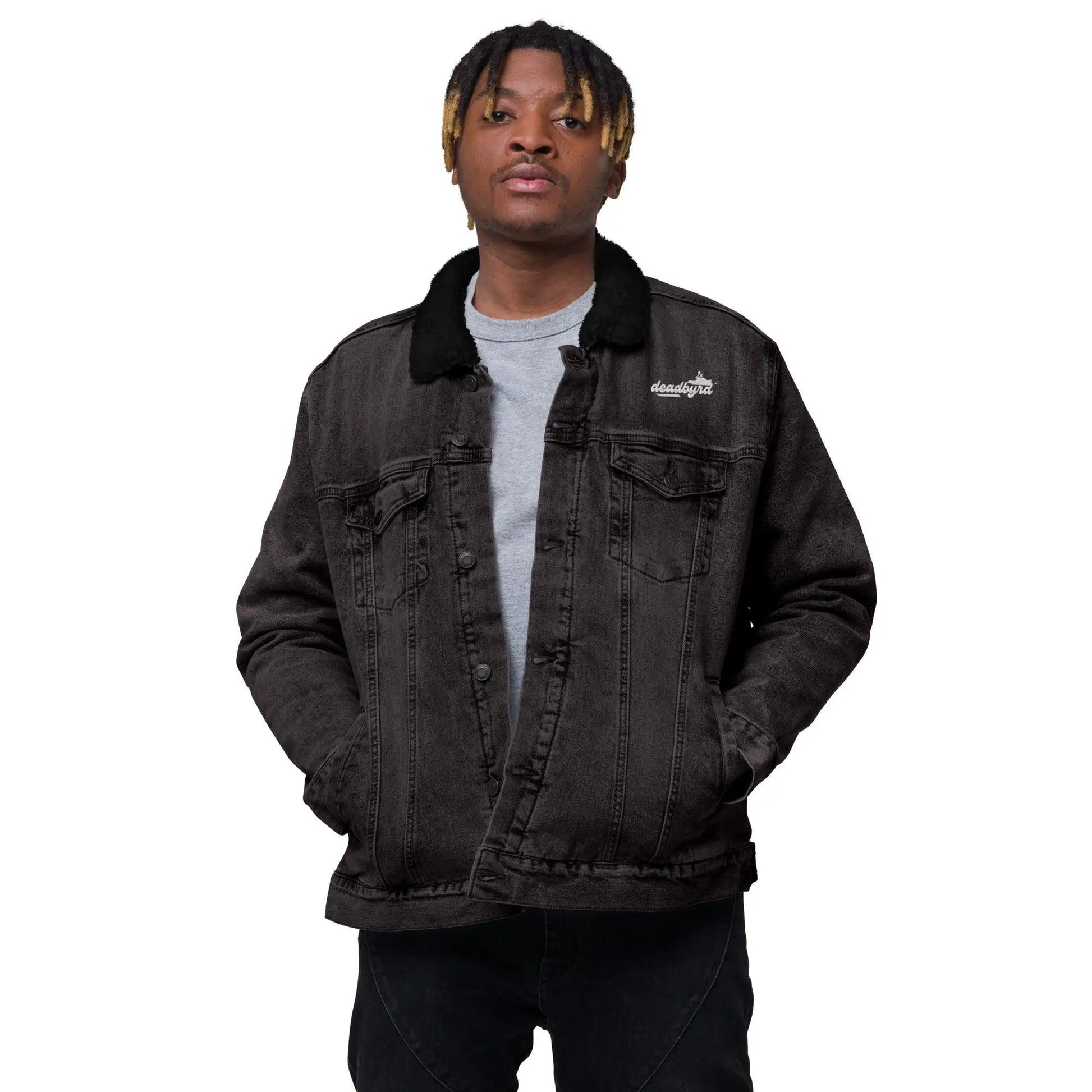 Deadbyrd Denim Sherpa Jacket- Black Denim Deadbyrd