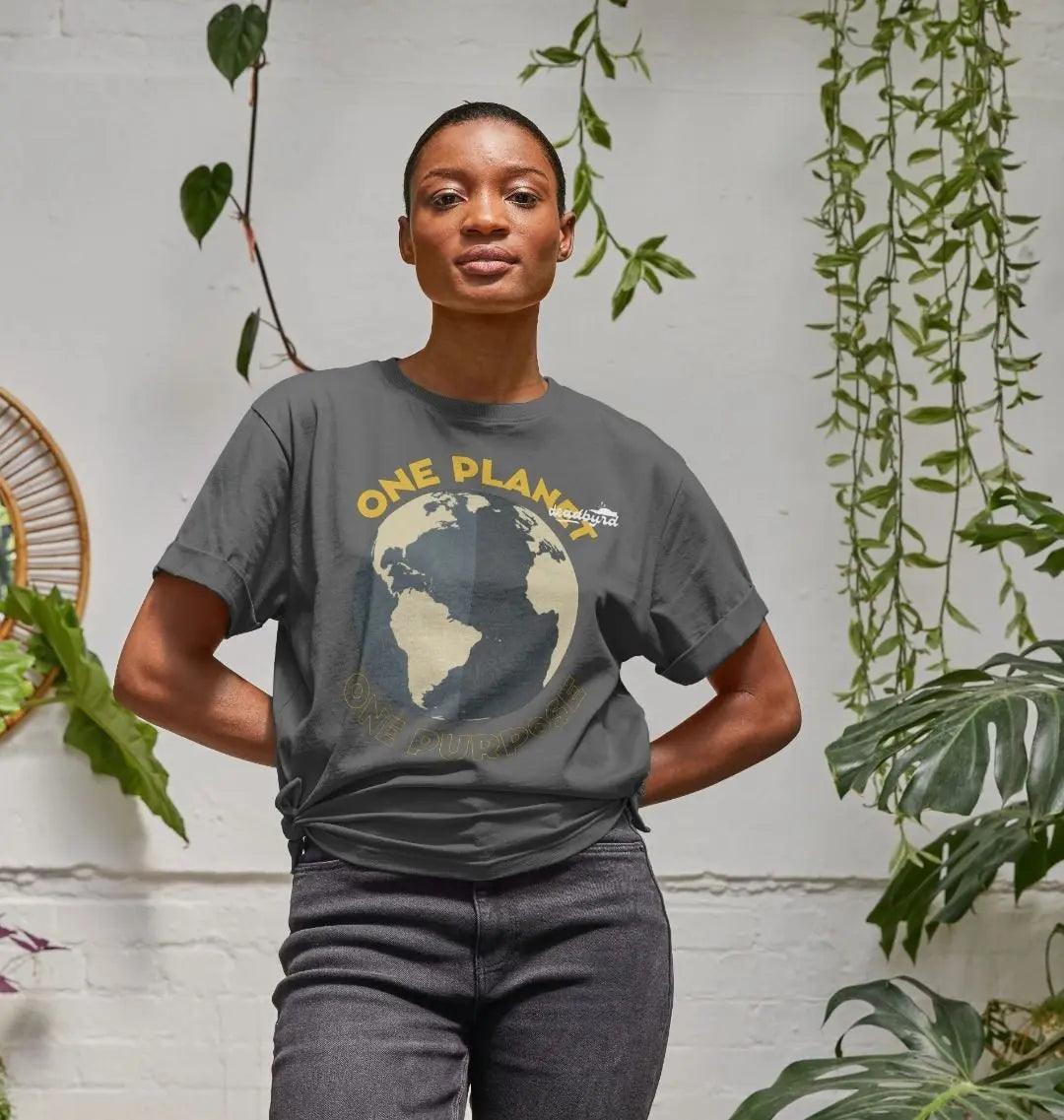 One Planet Women's Organic Cotton Premium Boxy T-Shirt Deadbyrd